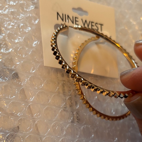 Nine West Gold Textured Hoop Earrings - Picture 2 of 2